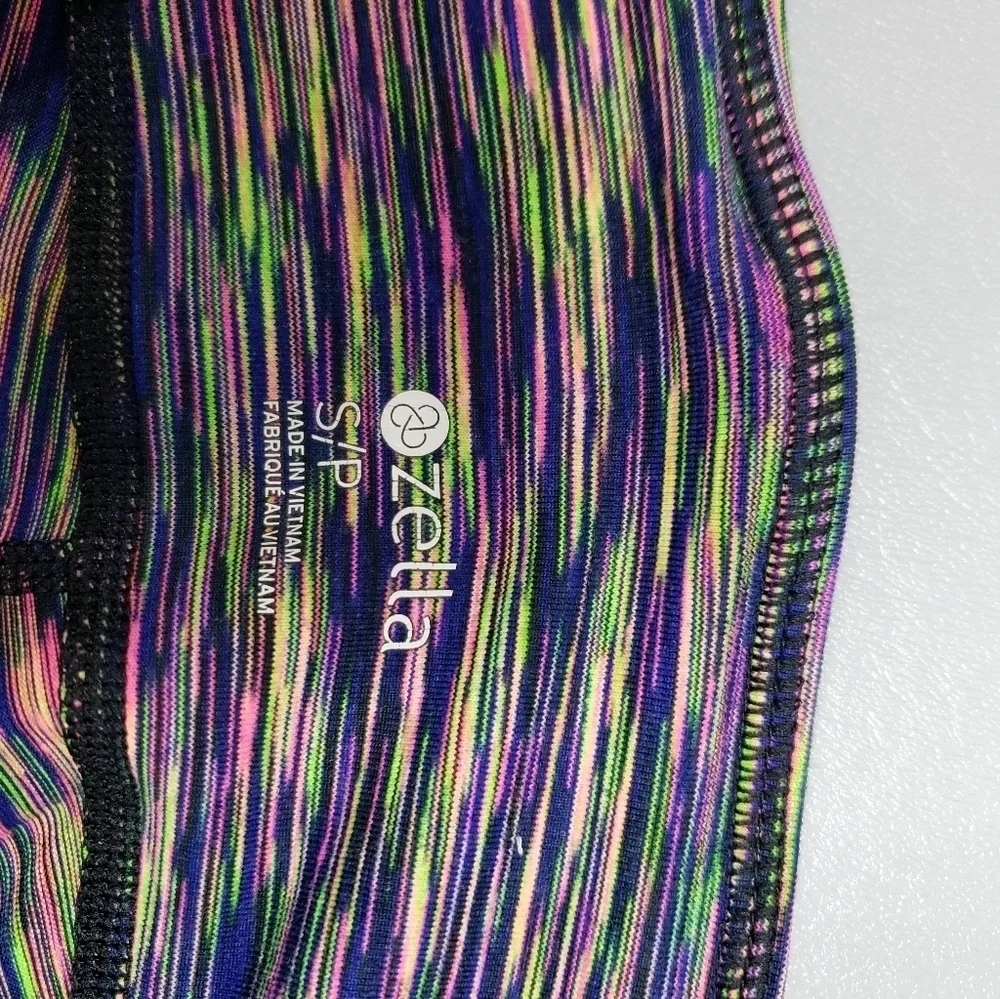 Zella colorful pinstripe cropped leggings small